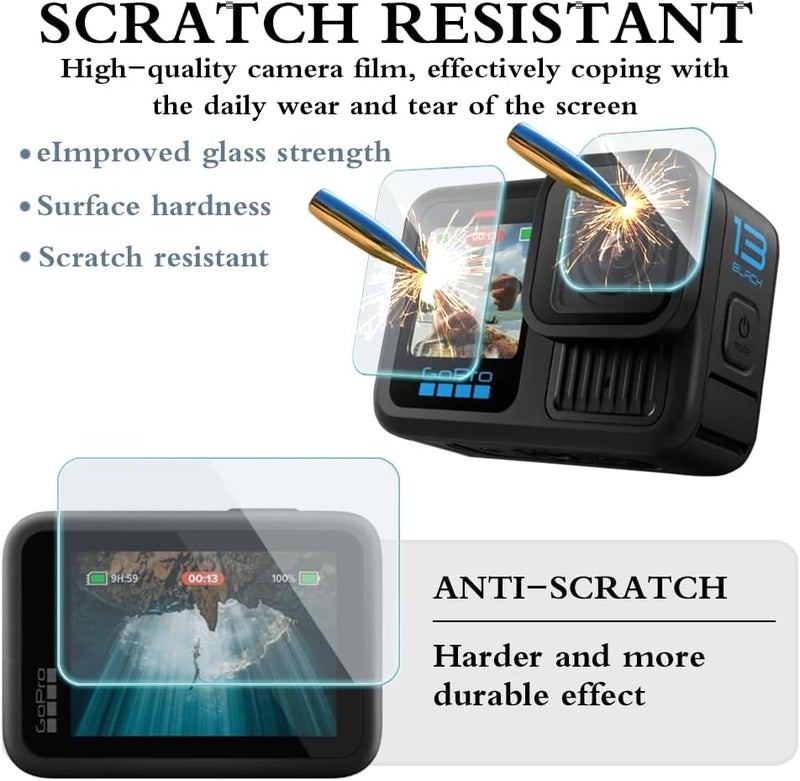 Huadu Screen Protector Compatible for GoPro Hero 13 Black,Tempered Glass Film Full Coverage with Silicone Cover Sleeve and Hard Shell Travel Storage Carrying Case - Image 2